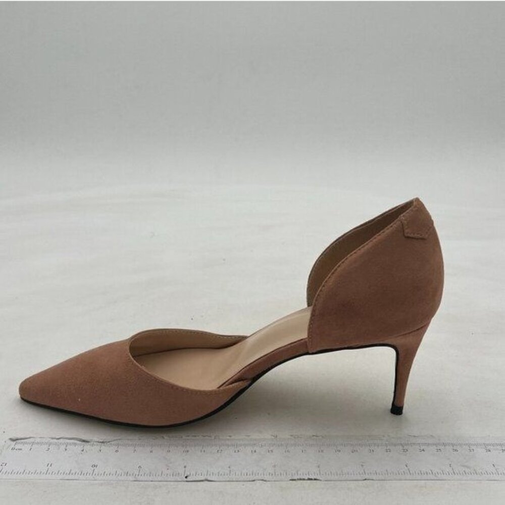 YDN Women Classic Mid Heels D'Orsay Pumps Suede Pointed Toe Slip On Dressy
